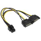 2 x SATA 15 Pin Male to Graphics Card PCI-e PCIE 6 Pin Female Video Card Power Supply Cable - 1