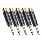 5 PCS LZ1167G 6.35mm Single Track Male Head to XRL Female Audio Adapter Plug (Black) - 1