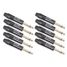 10 PCS TC202 6.35mm Gold-plated Mono Sound Welding Audio Adapter Plug(Black) - 1