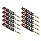 10 PCS TC202 6.35mm Gold-plated Mono Sound Welding Audio Adapter Plug(Orange) - 1