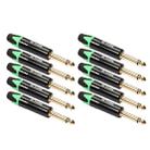 10 PCS TC202 6.35mm Gold-plated Mono Sound Welding Audio Adapter Plug(Green) - 1