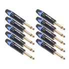 10 PCS TC202 6.35mm Gold-plated Mono Sound Welding Audio Adapter Plug(Blue) - 1