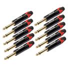 10 PCS TC202 6.35mm Gold-plated Mono Sound Welding Audio Adapter Plug(Red) - 1