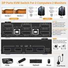 KC-KVM202DPA-USB2.0 DP 3DP+3DP KVM Switch (Black) - 3