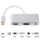 USB 2.0 + Audio Port + VGA + HDMI to USB-C / Type-C HUB Adapter (Silver) - 1