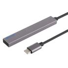 T-809B TF Card Reader + 3 x USB 3.0 Ports to USB-C / Type-C HUB Converter, Cable Length: 13cm (Grey) - 3