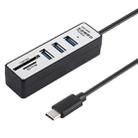 2 in 1 TF / SD Card Reader + 3 x USB 3.0 Ports to USB-C / Type-C HUB Converter, Cable Length: 26cm (Black) - 1