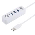 2 in 1 TF / SD Card Reader + 3 x USB 3.0 Ports to USB-C / Type-C HUB Converter, Cable Length: 26cm (White) - 1