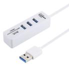 2 in 1 TF / SD Card Reader + 3 x USB 3.0 Ports to USB 3.0 HUB Converter, Cable Length: 26cm(White) - 1
