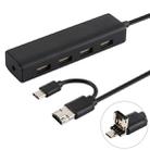 3 in 1 USB-C / Type-C + Micro USB + 4 x USB 2.0 Ports HUB Converter, Cable Length: 12cm(Black) - 1