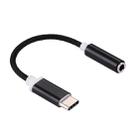 USB-C / Type-C Male to 3.5mm Female Weave Texture Audio Adapter, Length: about 10cm(Black) - 1