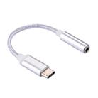 USB-C / Type-C Male to 3.5mm Female Weave Texture Audio Adapter, Length: about 10cm(Silver) - 1