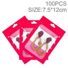 100pcs 7.5×12cm HD Transparent Window Phone Case Decoration Sealed Bag (Rose Red) - 1