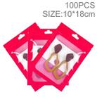 100pcs 10×18cm HD Transparent Window Phone Case Decoration Sealed Bag (Rose Red) - 1