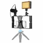[US Warehouse] PULUZ 3 in 1 Vlogging Live Broadcast LED Selfie Light Smartphone Video Rig Kits with Microphone + Cold Shoe Tripod Head for iPhone, Galaxy, Huawei, Xiaomi, HTC, LG, Google, and Other Smartphones(Blue) - 1