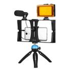 PULUZ 4 in 1 Vlogging Live Broadcast LED Selfie Light Smartphone Video Rig Kits with Microphone + Tripod Mount + Cold Shoe Tripod Head for iPhone, Galaxy, Huawei, Xiaomi, HTC, LG, Google, and Other Smartphones(Blue) - 1