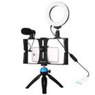 PULUZ 4 in 1 Vlogging Live Broadcast Smartphone Video Rig + 4.7 inch 12cm Ring LED Selfie Light Kits with Microphone + Tripod Mount + Cold Shoe Tripod Head for iPhone, Galaxy, Huawei, Xiaomi, HTC, LG, Google, and Other Smartphones(Blue) - 1