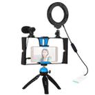 PULUZ 4 in 1 Vlogging Live Broadcast Smartphone Video Rig + 4.7 inch 12cm Ring LED Selfie Light Kits with Microphone + Tripod Mount + Cold Shoe Tripod Head for iPhone, Galaxy, Huawei, Xiaomi, HTC, LG, Google, and Other Smartphones(Blue) - 2