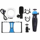 PULUZ 4 in 1 Vlogging Live Broadcast Smartphone Video Rig + 4.7 inch 12cm Ring LED Selfie Light Kits with Microphone + Tripod Mount + Cold Shoe Tripod Head for iPhone, Galaxy, Huawei, Xiaomi, HTC, LG, Google, and Other Smartphones(Blue) - 3