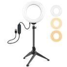 PULUZ 6.2 inch 16cm USB 3 Modes Dimmable LED Ring Vlogging Photography Video Lights + Desktop Tripod Holder with Cold Shoe Tripod Ball Head - 1