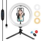 PULUZ 10.2 inch 26cm Light + Desktop Tripod Mount USB 3 Modes Dimmable Dual Color Temperature LED Curved Diffuse Light Ring Vlogging Selfie Photography Video Lights with Phone Clamp & Selfie Remote Control(Black) - 1