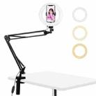 PULUZ 7.9 inch 20cm Ring Curved Light + Desktop Arm Stand USB 3 Modes Dimmable Dual Color Temperature LED Vlogging Selfie Photography Video Lights with Phone Clamp(Black) - 1