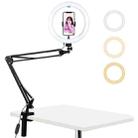 PULUZ 10.2 inch 26cm Ring Curved Light + Desktop Arm Stand USB 3 Modes Dimmable Dual Color Temperature LED Vlogging Selfie Photography Video Lights with Phone Clamp(Black) - 1