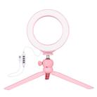 PULUZ 6.2 inch 16cm Light + Desktop Tripod Mount USB 3 Modes Dimmable LED Ring Vlogging Selfie Photography Video Lights with Cold Shoe Tripod Ball Head(Pink) - 1