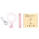 PULUZ 6.2 inch 16cm Light + Desktop Tripod Mount USB 3 Modes Dimmable LED Ring Vlogging Selfie Photography Video Lights with Cold Shoe Tripod Ball Head(Pink) - 2
