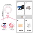 PULUZ 6.2 inch 16cm Light + Desktop Tripod Mount USB 3 Modes Dimmable LED Ring Vlogging Selfie Photography Video Lights with Cold Shoe Tripod Ball Head(Pink) - 6