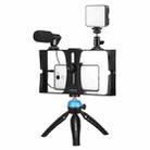 PULUZ 4 in 1 Vlogging Live Broadcast LED Selfie Fill Light Smartphone Video Rig Kits with Microphone + Tripod Mount + Cold Shoe Tripod Head for iPhone, Galaxy, Huawei, Xiaomi, HTC, LG, Google, and Other Smartphones (Blue) - 1