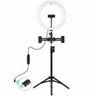 PULUZ 11.8 inch 30cm Light + 1.1m Tripod Mount + Dual Phone Brackets Curved Surface Type-C 3 Modes Dimmable Dual Color Temperature LED Ring Vlogging Video Light Live Broadcast Kits with Phone Clamp (Black) - 2