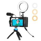 PULUZ 4 in 1 Bluetooth Handheld Vlogging Live Broadcast Smartphone Video Rig + 4.7 inch 12cm Ring LED Selfie Light Kits with Microphone + Tripod Mount + Cold Shoe Tripod Head for iPhone, Galaxy, Huawei, Xiaomi, HTC, LG, Google, and Other Smartphones(Blue) - 1