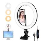 PULUZ 10.2 inch 26cm Ring Light + Monitor Clip USB 3 Modes Dimmable Dual Color Temperature LED Curved Diffuse Vlogging Selfie Beauty Photography Video Lights with Phone Clamp(Black) - 1