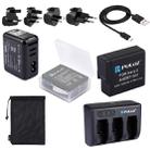 PULUZ 10 in 1 AHDBT-501 3.85V 1220mAh Battery + AHDBT-501 3-channel Battery Charger +  Mesh Storage Bag + Battery Storage Box + 2-Port USB 5V (2.1A + 2.1A) Wall Charger Kits for GoPro HERO7 /6 /5 - 1