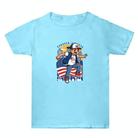 Summer Baggy Cotton Short Sleeve T-shirt Custom Made Print On Your Demand, Size: XL (Aqua Blue-2) - 1