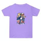 Summer Baggy Cotton Short Sleeve T-shirt Custom Made Print On Your Demand, Size: XXXL (Light Purple-2) - 1