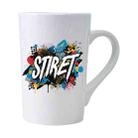 Alphabet Printed Conical White Ceramics Mug Water Cup Print On Your Demand - 1