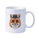 Gentleman Fox Printed Simple White Ceramics Milk Mug Water Cup Print On Your Demand - 1