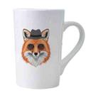 Gentleman Fox Printed Conical White Ceramics Mug Water Cup Print On Your Demand - 1