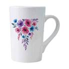 Watercolor Flowers Printed Conical White Ceramics Mug Water Cup Print On Your Demand - 1