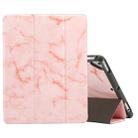 Marble Texture Pattern Horizontal Flip Case for iPad 9.7 (2018) , with Three-folding Holder & Pen Slots(Pink) - 1