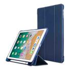 Litchi Texture Flip Leather Case for iPad 9.7(2017) / 9.7(2018)/ Air2 / Air, with Three-folding Holder & Pen Slots(Dark Blue) - 1