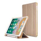 Litchi Texture Flip Leather Case for iPad 9.7(2017) / 9.7(2018)/ Air2 / Air, with Three-folding Holder & Pen Slots(Gold) - 1
