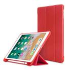 Litchi Texture Flip Leather Case for iPad 9.7(2017) / 9.7(2018)/ Air2 / Air, with Three-folding Holder & Pen Slots(Red) - 1