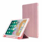 Litchi Texture Flip Leather Case for iPad 9.7(2017) / 9.7(2018)/ Air2 / Air, with Three-folding Holder & Pen Slots(Rose Gold) - 1