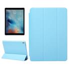 Horizontal Flip Solid Color Leather Case with Three-folding Holder & Wake-up / Sleep Function for iPad Pro 9.7 inch(Blue) - 1