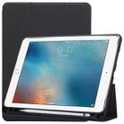 Cloth Texture Pattern Case for iPad 9.7 (2018) & iPad 9.7 inch (2017), with Three-folding Holder & Pen Slots(Black) - 1