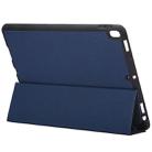 Cloth Texture Pattern Case for iPad 9.7 (2018) & iPad 9.7 inch (2017), with Three-folding Holder & Pen Slots(Blue) - 6