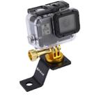 PULUZ Aluminum Alloy Motorcycle Fixed Holder Mount with Tripod Adapter & Screw for GoPro, Insta360, DJI and Other Action Cameras(Gold) - 1